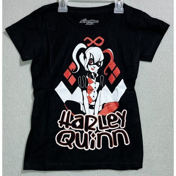 Harley Quinn SuperHero Girls Shirt Women Tee Black T-Shirt Sleeve Medium Cotton - Picture 1 of 5